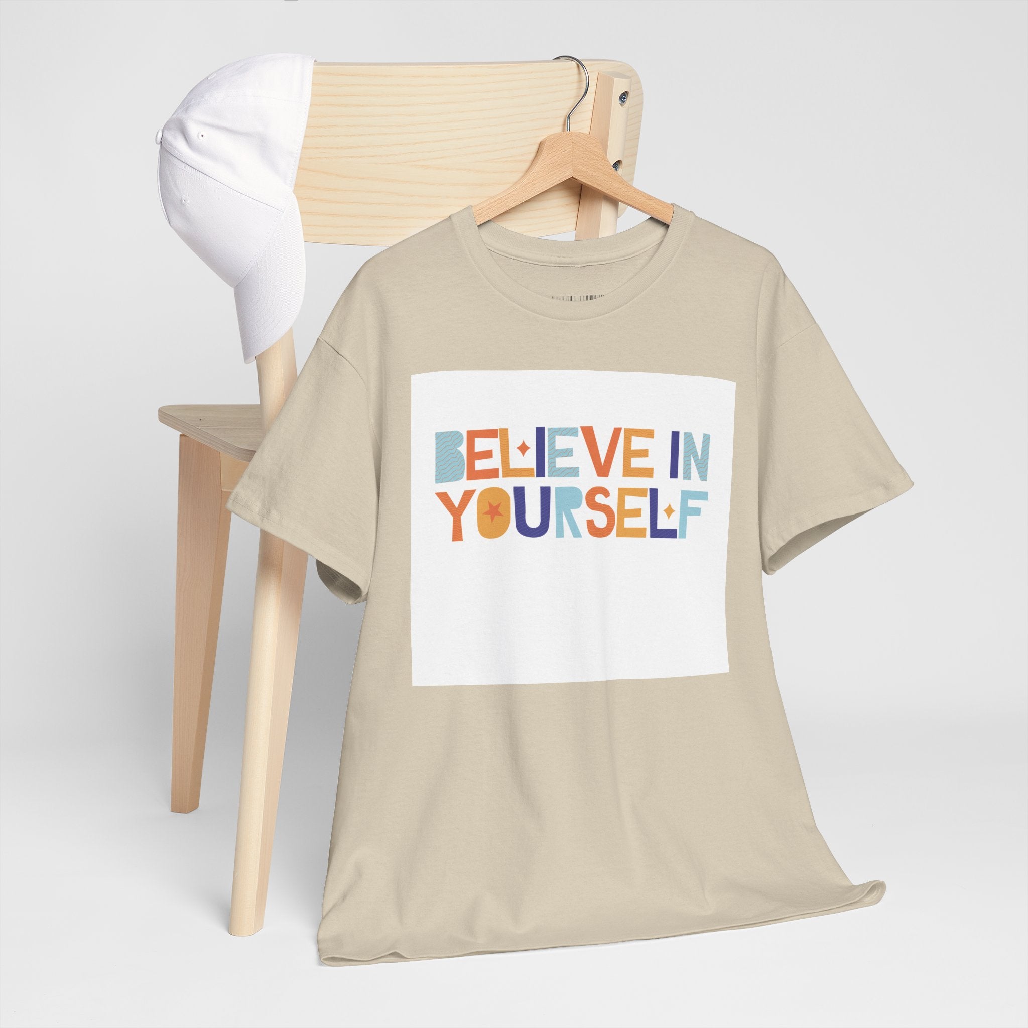 T-Shirt — "Believe in Yourself" Colorful Retro Motivational Tee