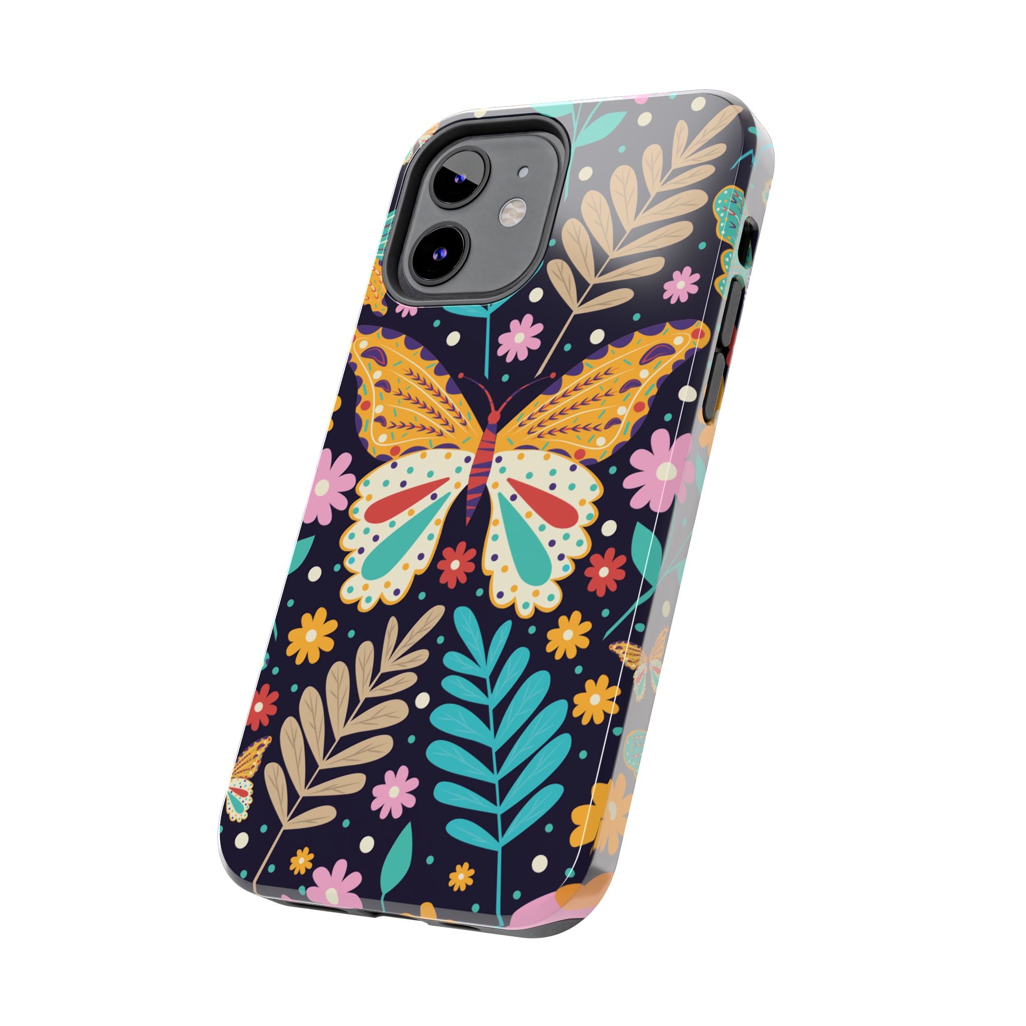 Floral Butterfly Tough Phone Case — Colorful Garden Protective Cover