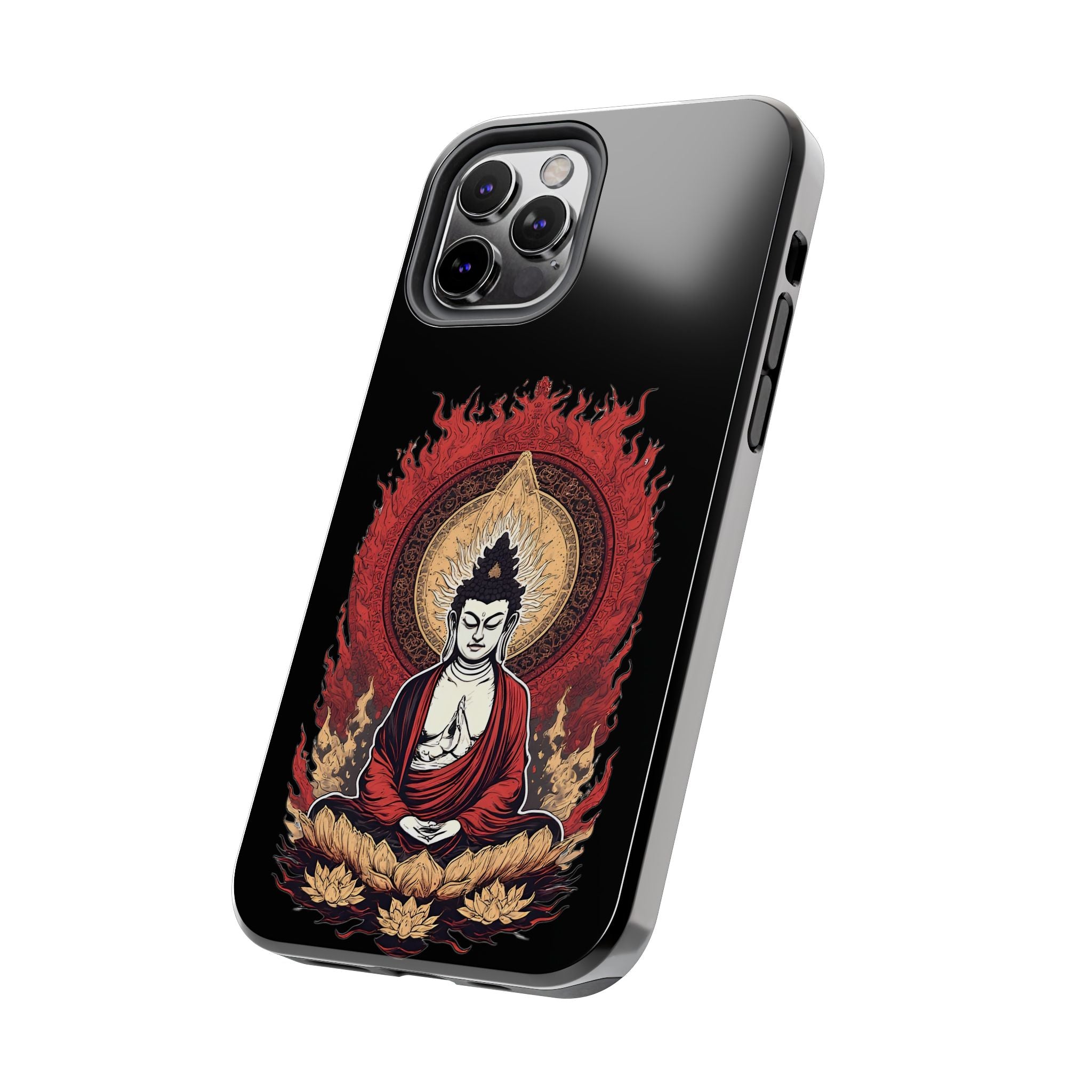 Buddha Meditation Tough Phone Case — Flame Halo Lotus Spiritual Protective Cover