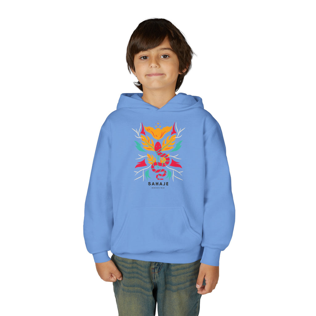 Youth Hoodie — Colorful Sahaja Floral Serpent Design