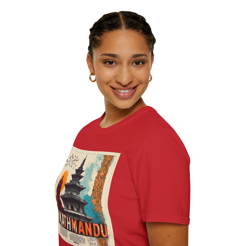 Kathmandu Vintage Travel T-Shirt – Retro Nepal Skyline Graphic Tee, Cultural Tourism Design