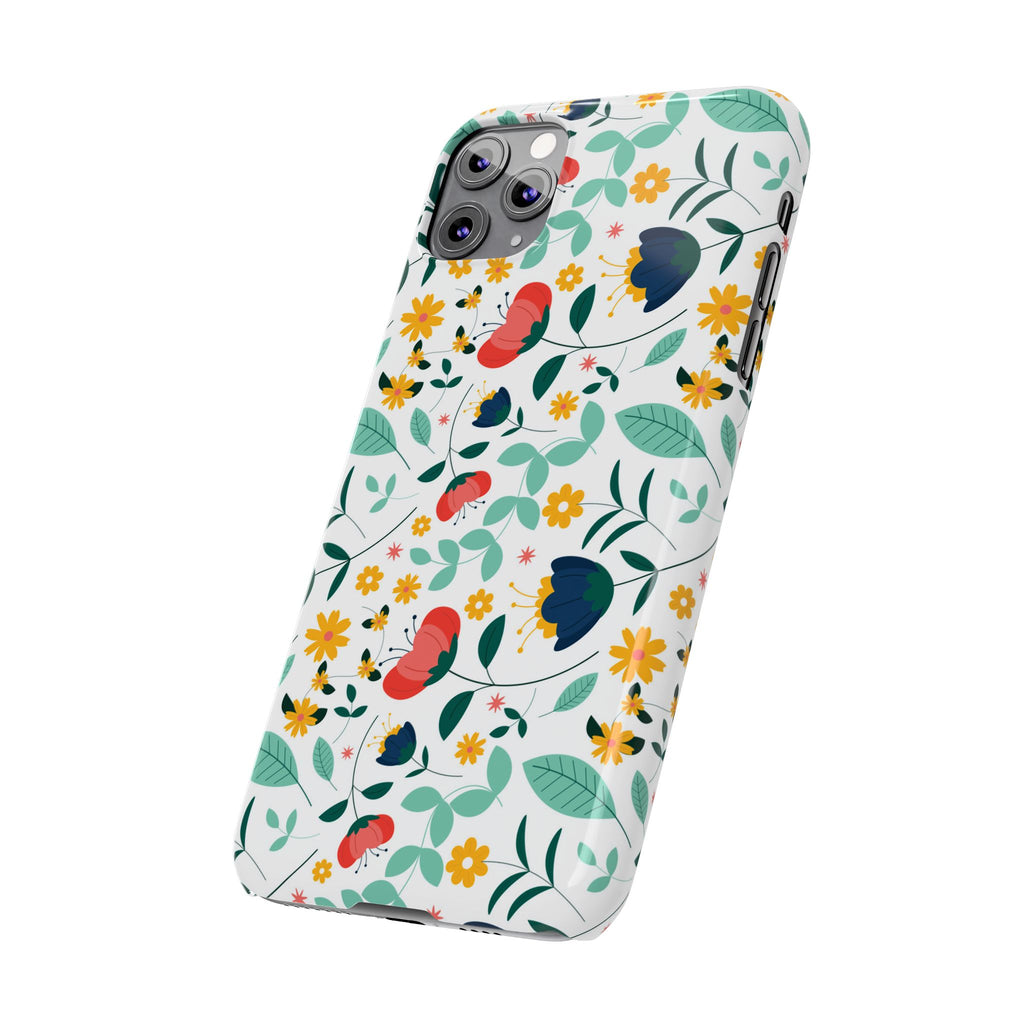 Floral Slim Phone Case — Colorful Folk Flower Pattern