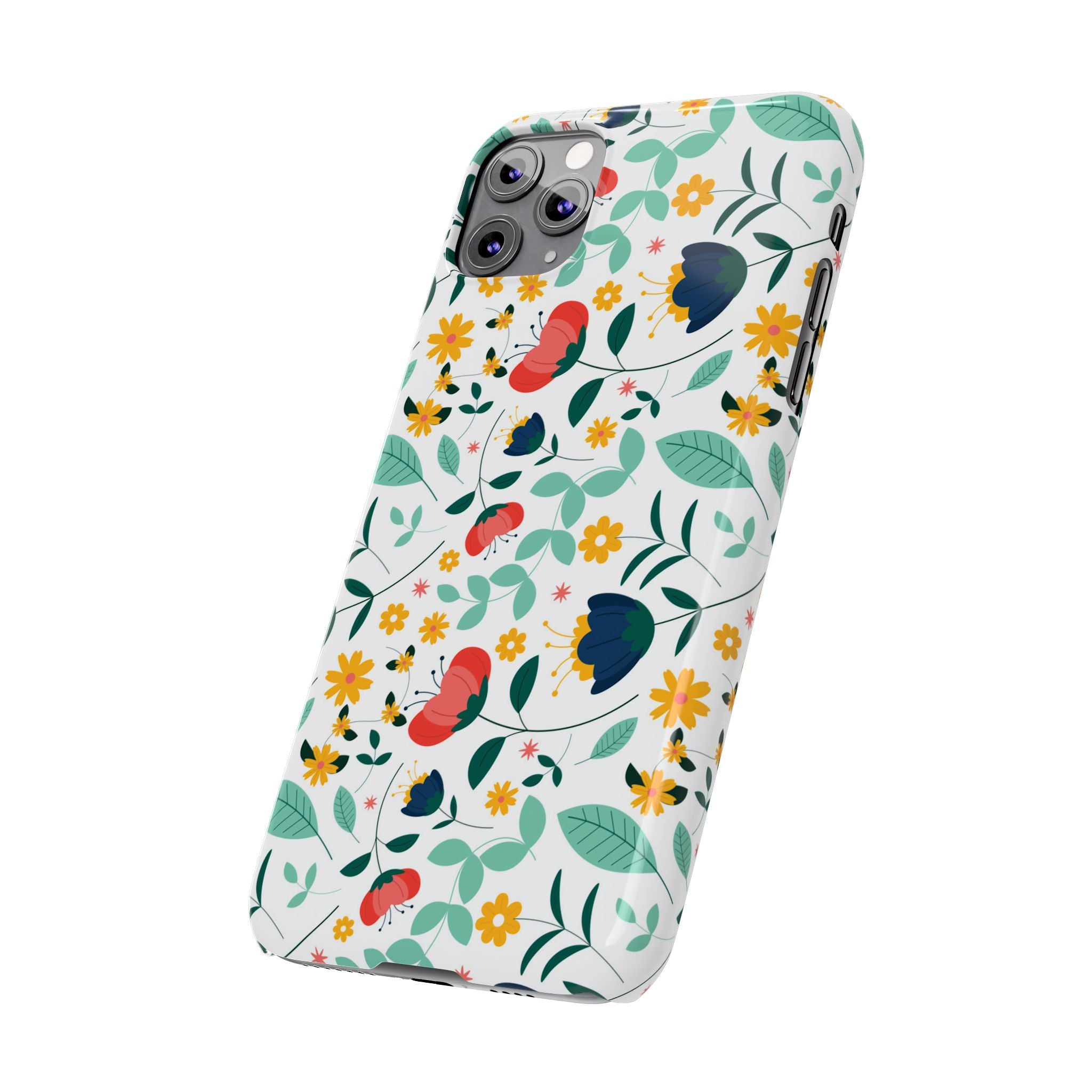 Floral Slim Phone Case — Colorful Folk Flower Pattern
