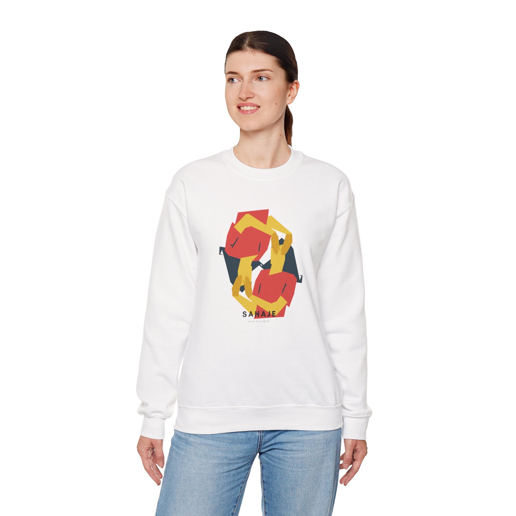 Abstract Flamingo Geometric Crewneck Sweatshirt