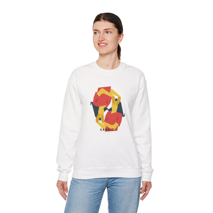 Abstract Flamingo Geometric Crewneck Sweatshirt