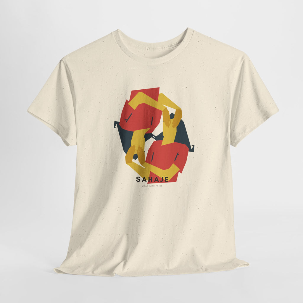 Foxes in Hexagon Graphic Tee — Minimal Geometric Animal Shirt