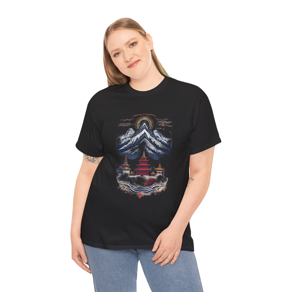 Japanese Mountain Pagoda T-Shirt — Zen Temple Landscape Tee