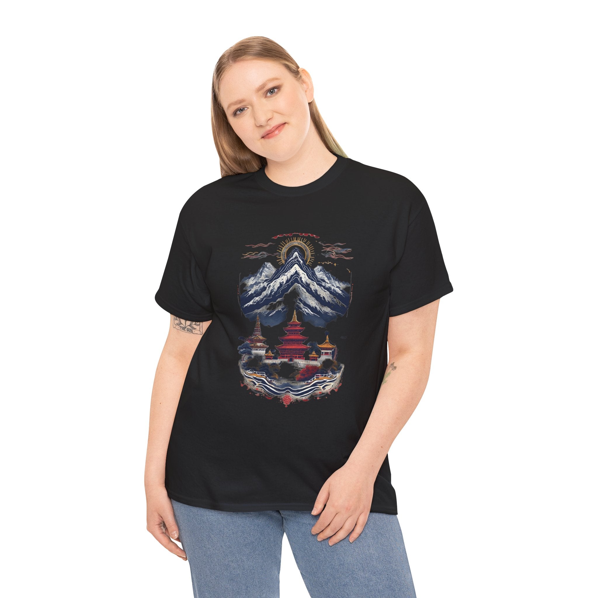 Japanese Mountain Pagoda T-Shirt — Zen Temple Landscape Tee
