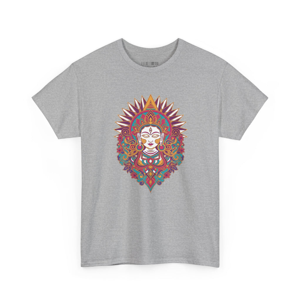 Spiritual Goddess Sun Mandala Tee — Colorful Boho Yoga T‑Shirt