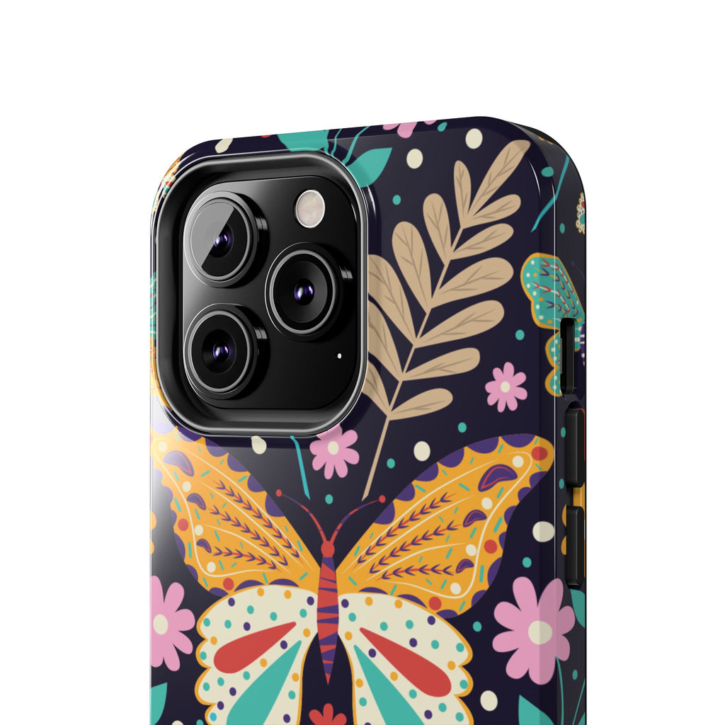 Floral Butterfly Tough Phone Case — Colorful Garden Protective Cover