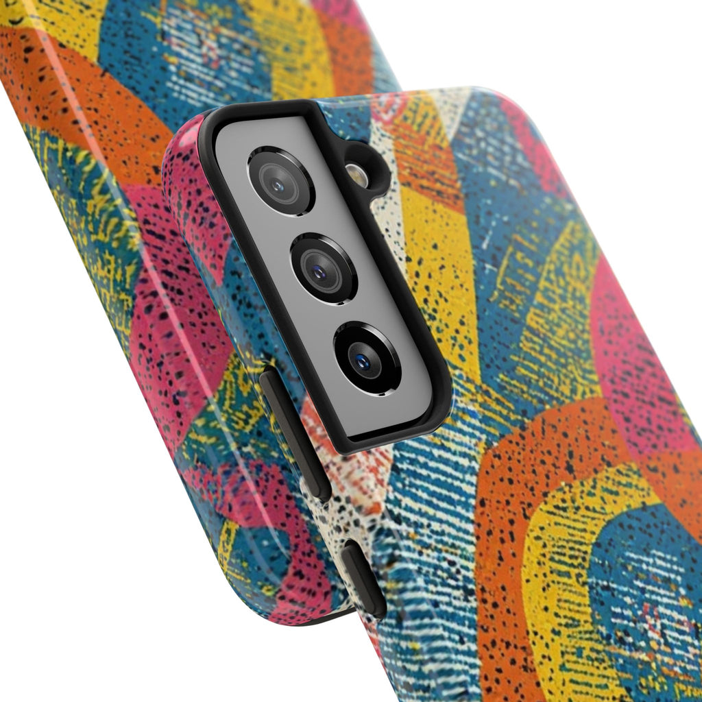 Bold Retro Abstract Tough Phone Case — Colorful Geometric Protective Cover