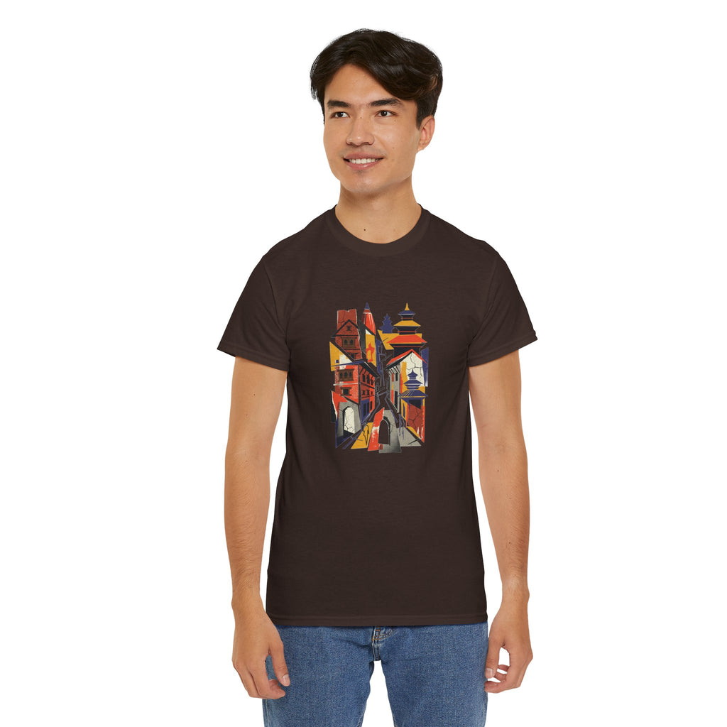 Cityscape Abstract Tee — Colorful Urban Architecture Graphic T‑Shirt