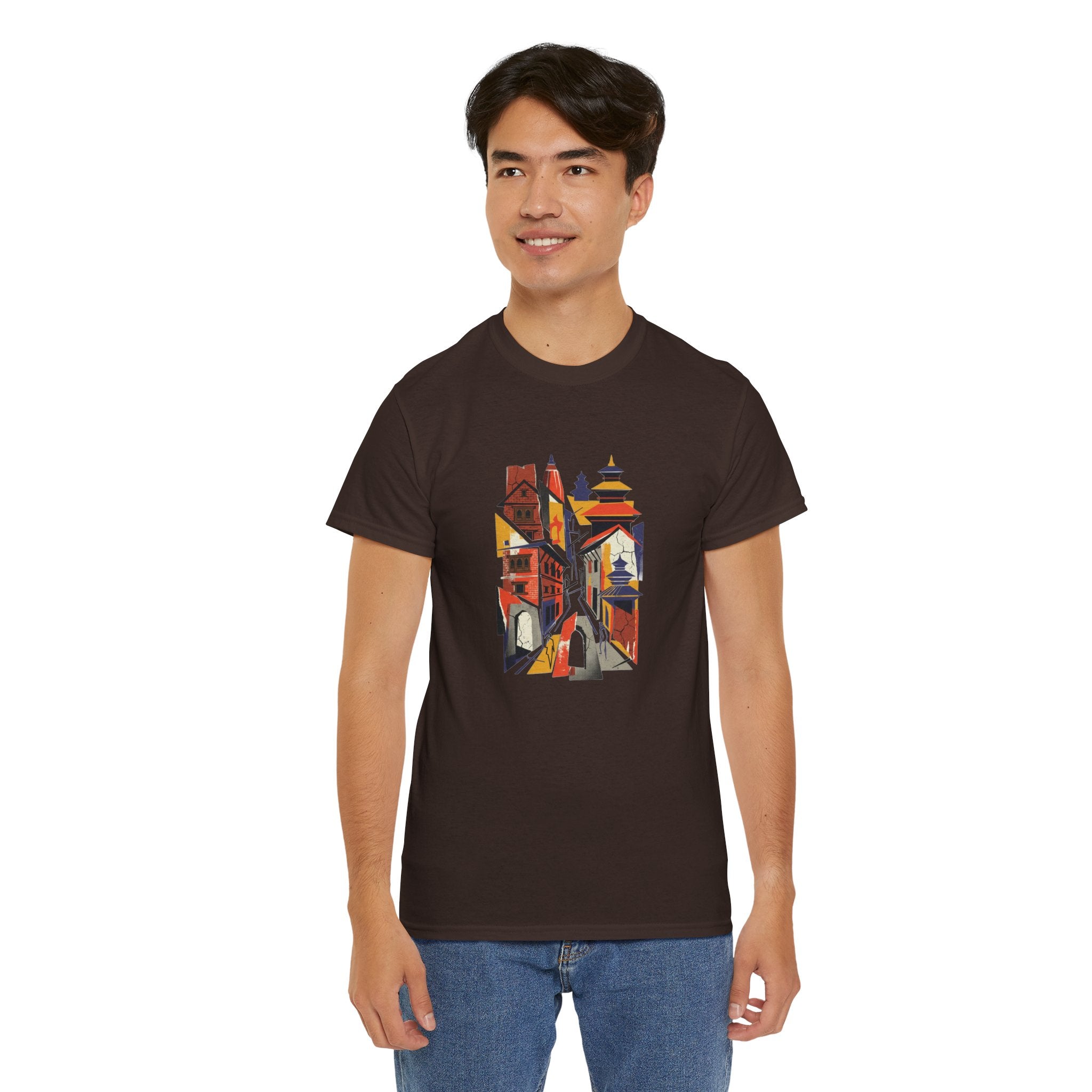 Cityscape Abstract Tee — Colorful Urban Architecture Graphic T‑Shirt