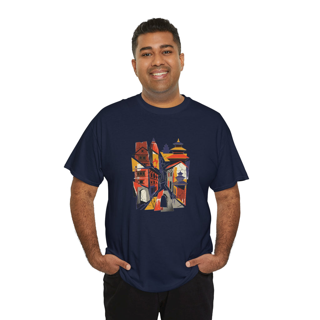 Cityscape Abstract Tee — Colorful Urban Architecture Graphic T‑Shirt