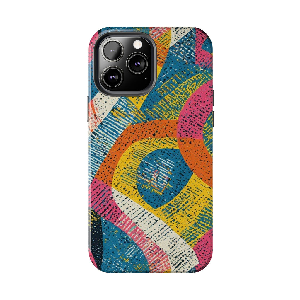 Bold Retro Abstract Tough Phone Case — Colorful Geometric Protective Cover