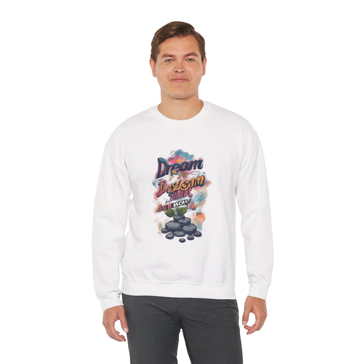 Dream Big Crewneck Sweatshirt — "Dream, Design, Draw" Inspirational Graphic