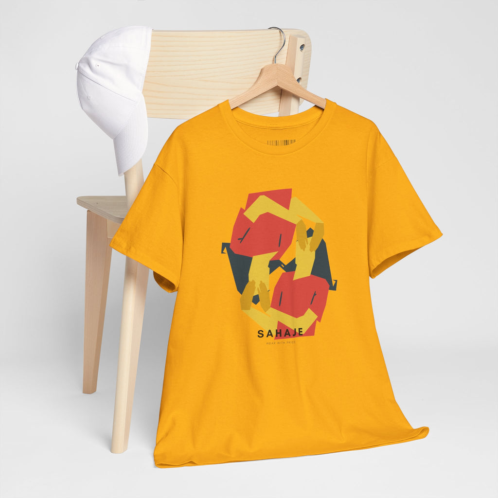 Foxes in Hexagon Graphic Tee — Minimal Geometric Animal Shirt