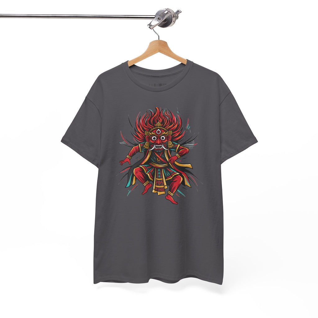 T-Shirt — Fierce Red Oni Demon Graphic Tee (Mythic Japanese Mask Design)