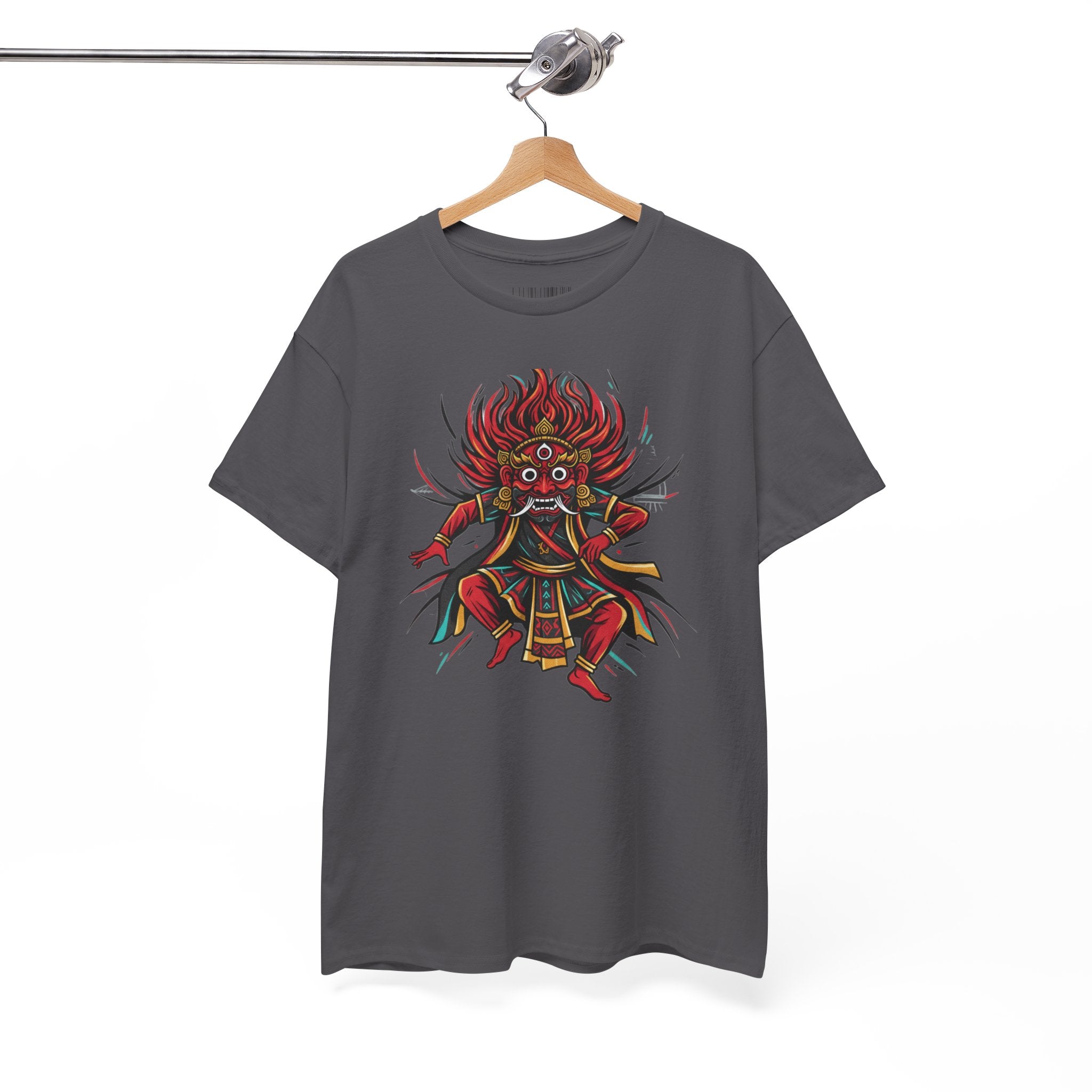T-Shirt — Fierce Red Oni Demon Graphic Tee (Mythic Japanese Mask Design)