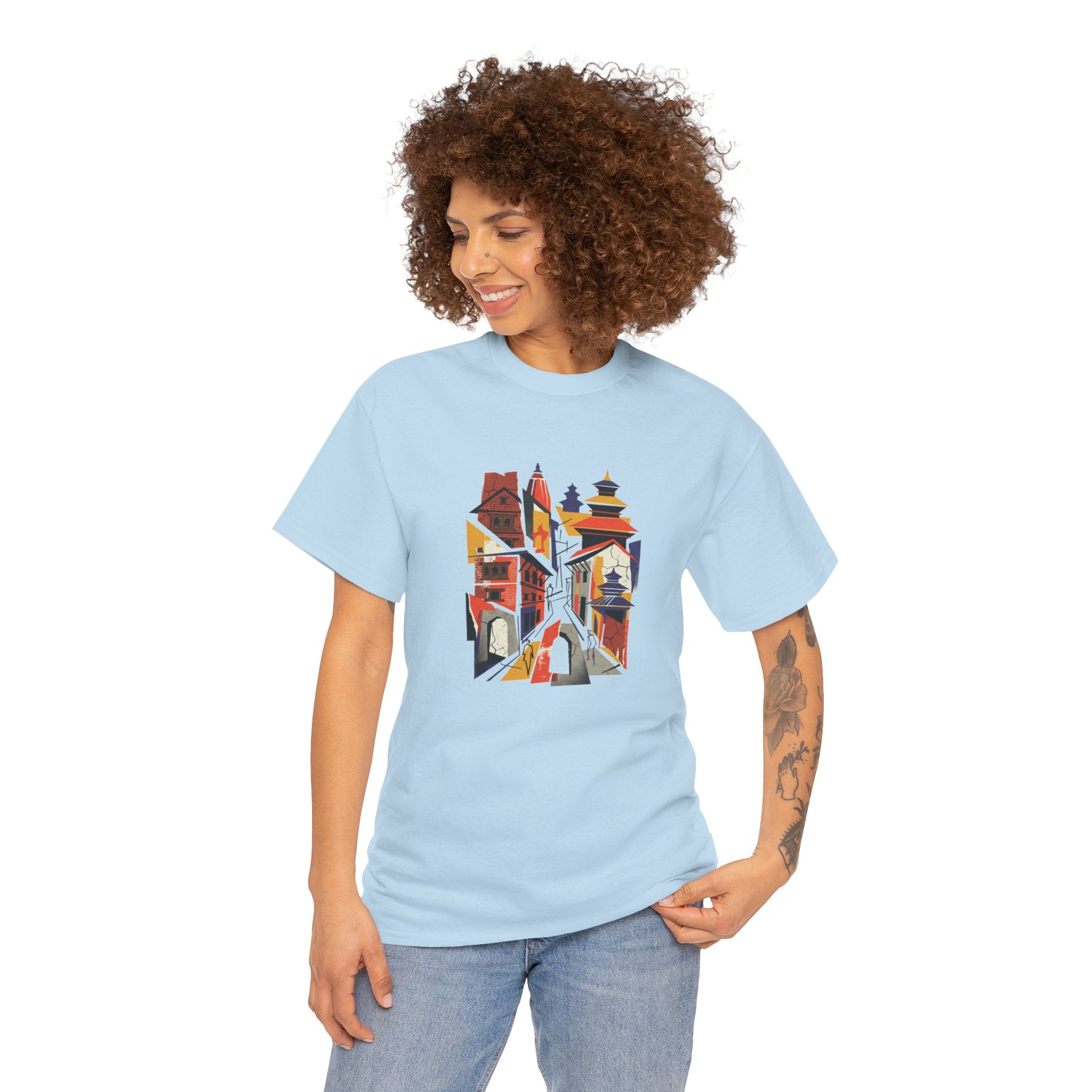 Cityscape Abstract Tee — Colorful Urban Architecture Graphic T‑Shirt