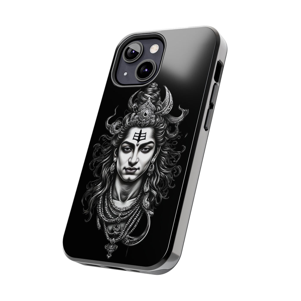 Phone Case — Intricate Lord Shiva Illustration on Black Tough Case