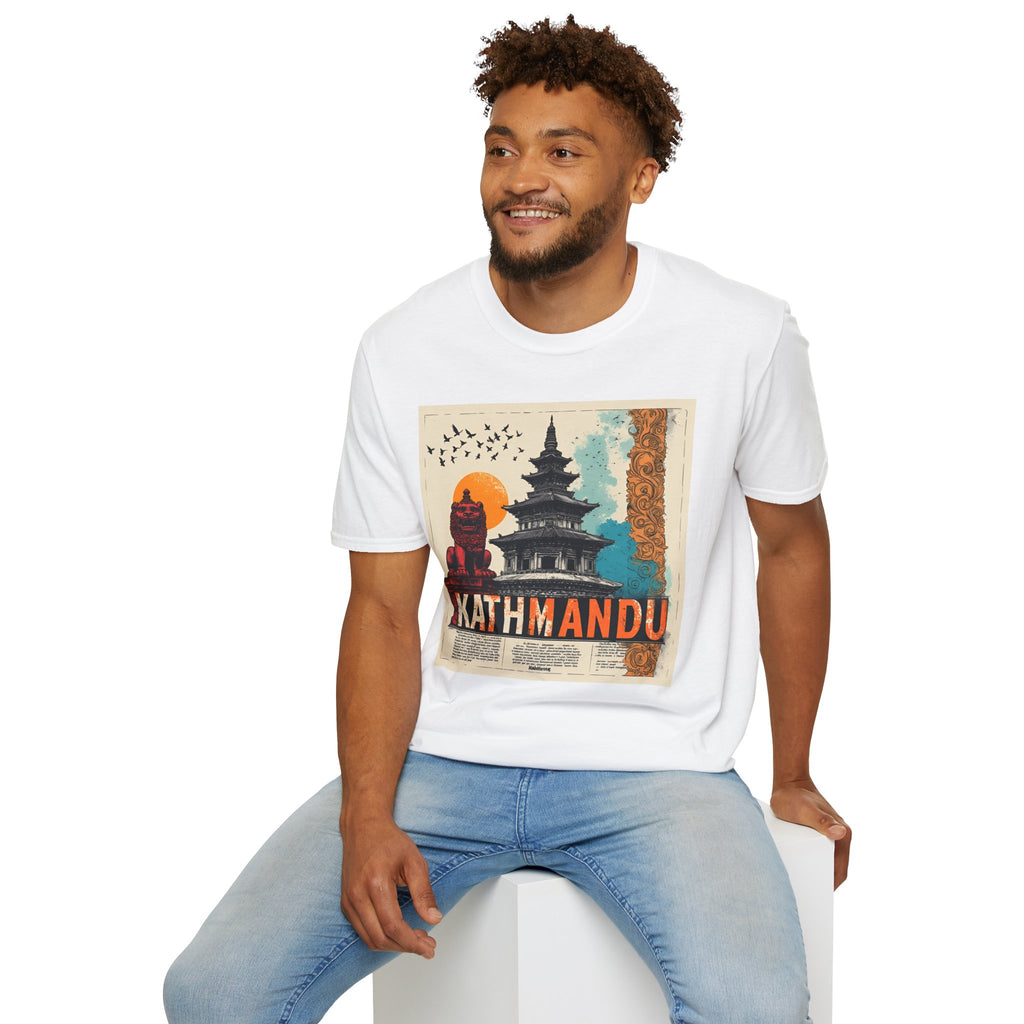 Kathmandu Vintage Travel T-Shirt – Retro Nepal Skyline Graphic Tee, Cultural Tourism Design