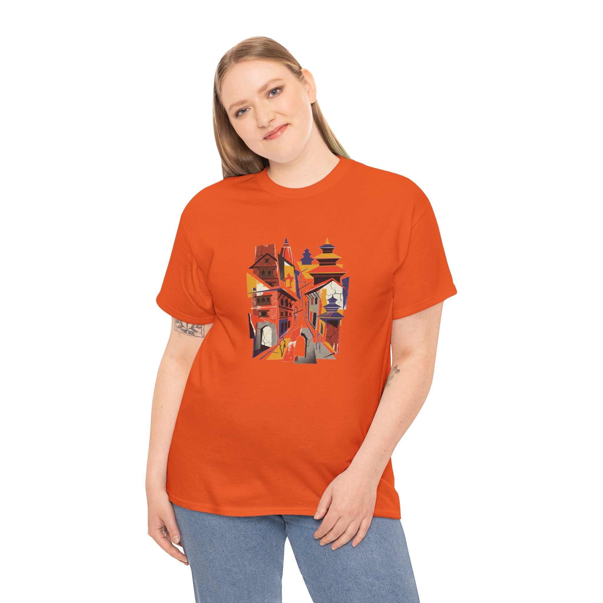 Cityscape Abstract Tee — Colorful Urban Architecture Graphic T‑Shirt