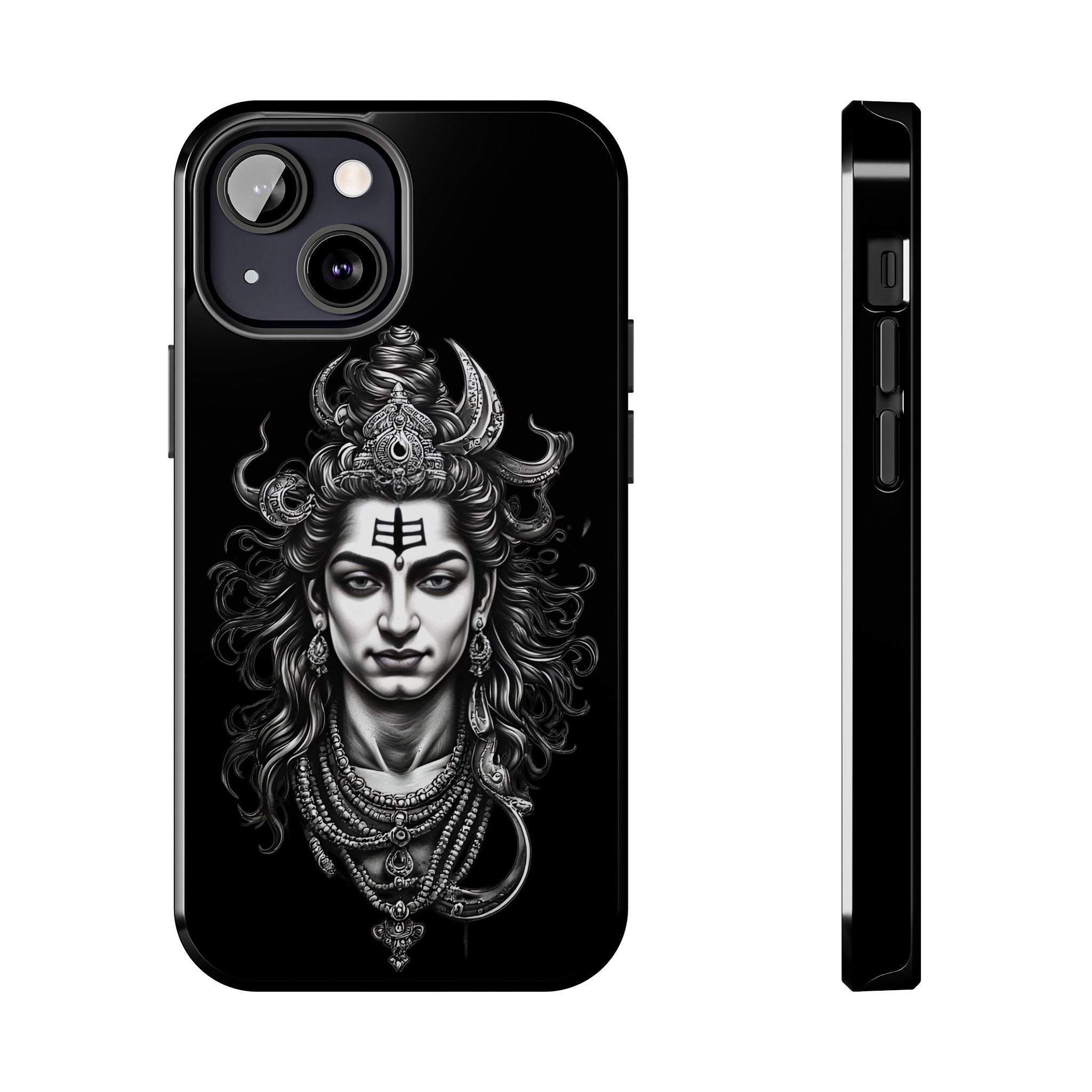 Phone Case — Intricate Lord Shiva Illustration on Black Tough Case