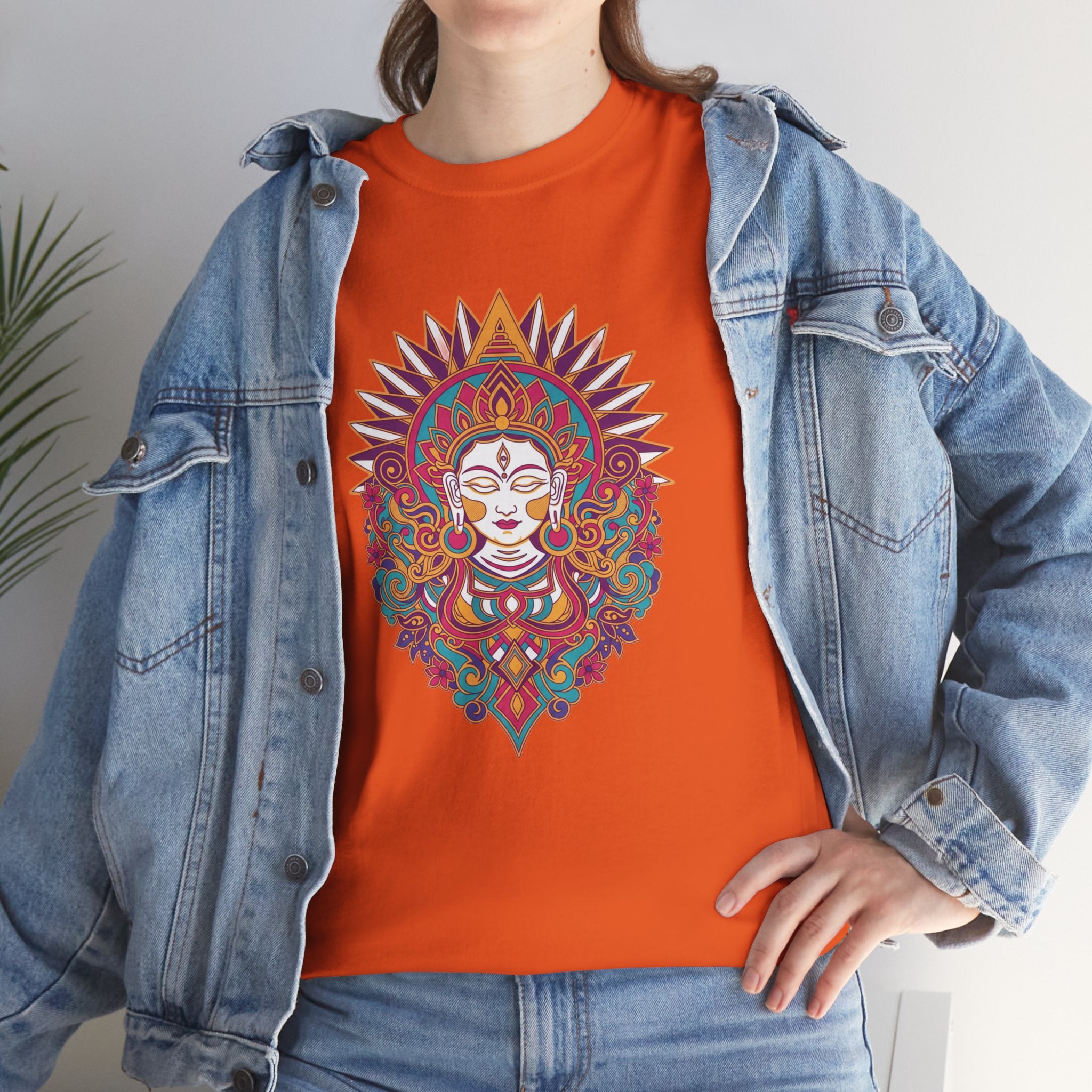 Spiritual Goddess Sun Mandala Tee — Colorful Boho Yoga T‑Shirt