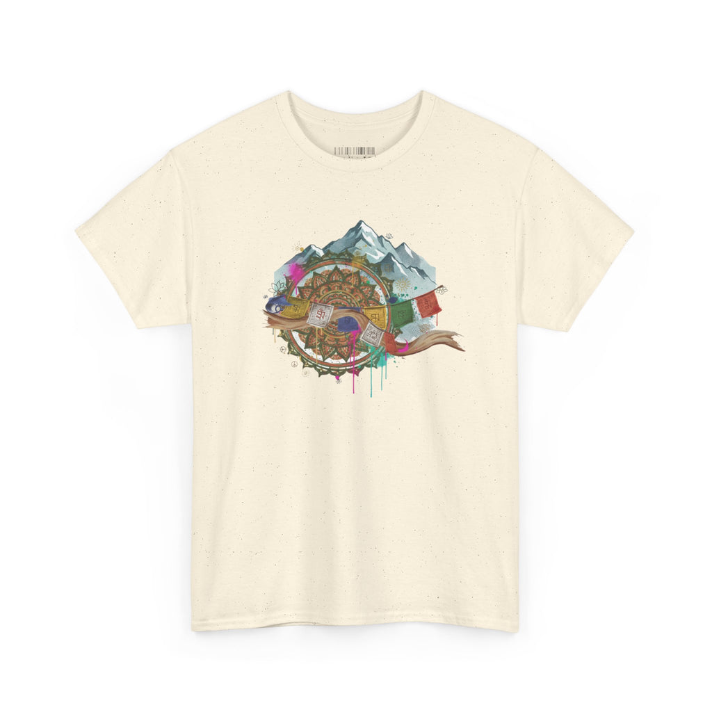 Adventure Compass Graphic Tee — Mountain, Globe & Flag Illustration