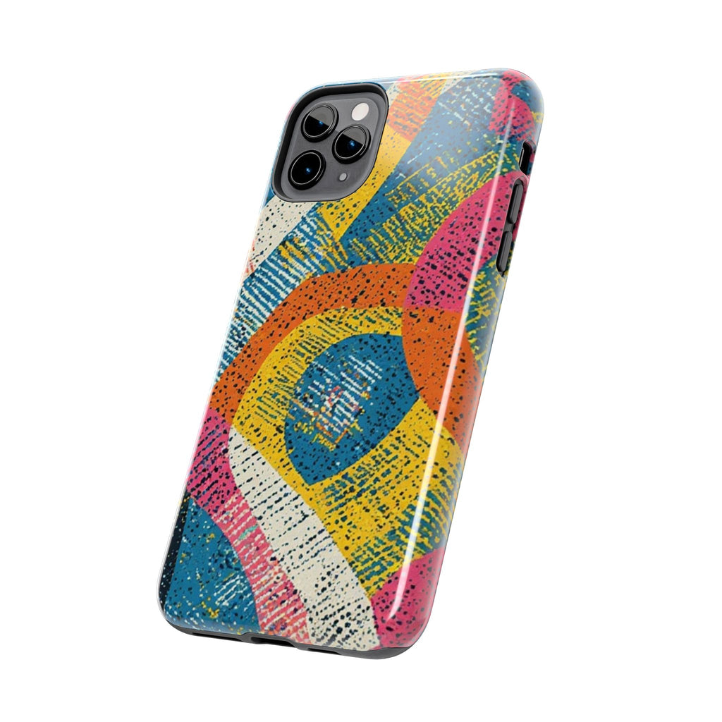 Bold Retro Abstract Tough Phone Case — Colorful Geometric Protective Cover