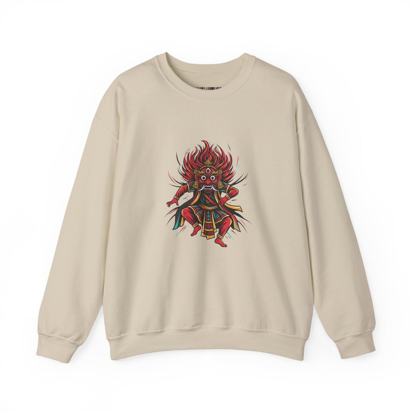 Crewneck Sweatshirt — Red Demon Guardian Graphic