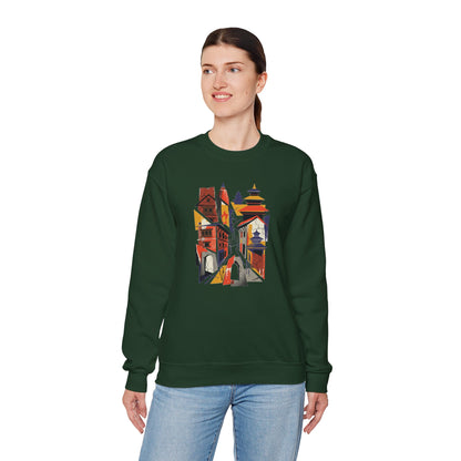 Crewneck Sweatshirt — Abstract Cityscape Graphic (Colorful Architectural Illustration)