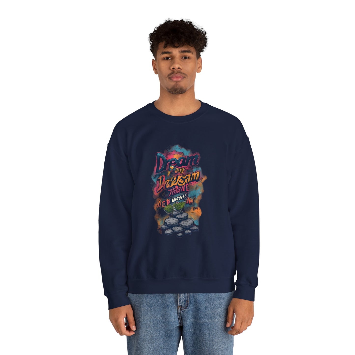 Dream Big Crewneck Sweatshirt — "Dream, Design, Draw" Inspirational Graphic