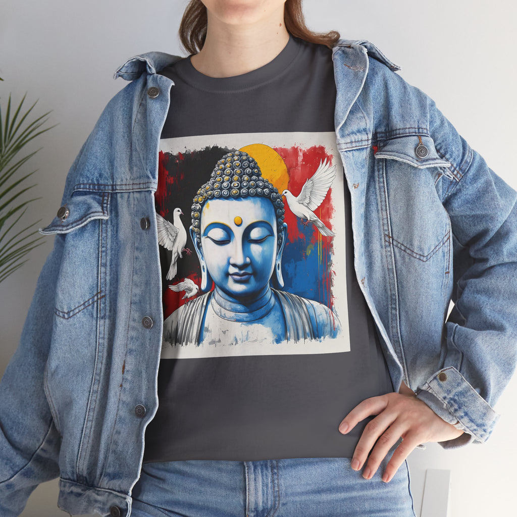 Buddha Peace Tee — Colorful Buddha & Doves Graphic T-Shirt