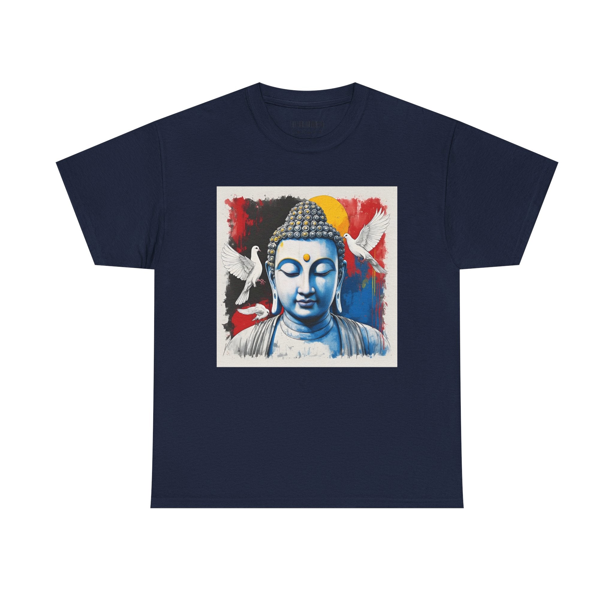 Buddha Peace Tee — Colorful Buddha & Doves Graphic T-Shirt
