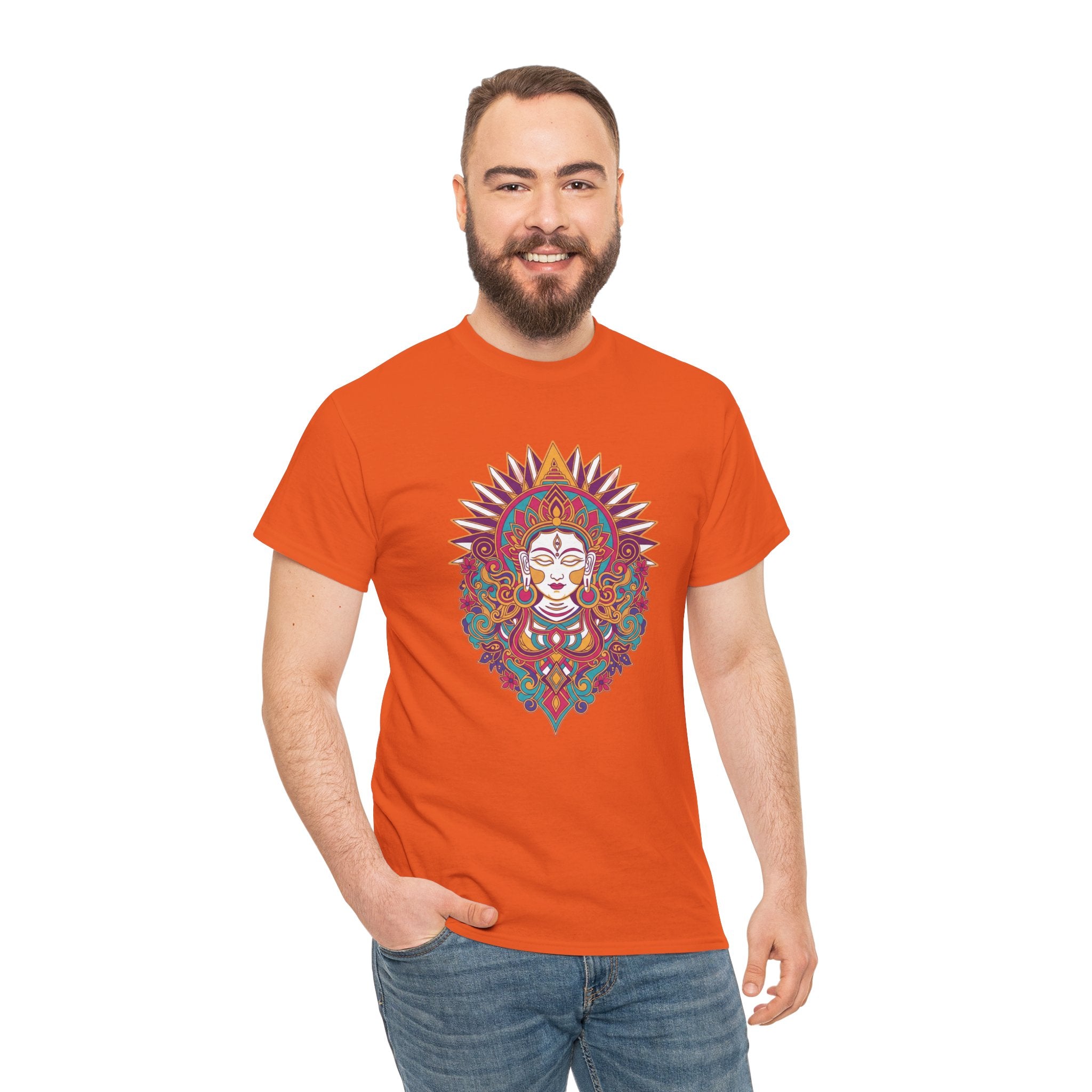 Spiritual Goddess Sun Mandala Tee — Colorful Boho Yoga T‑Shirt