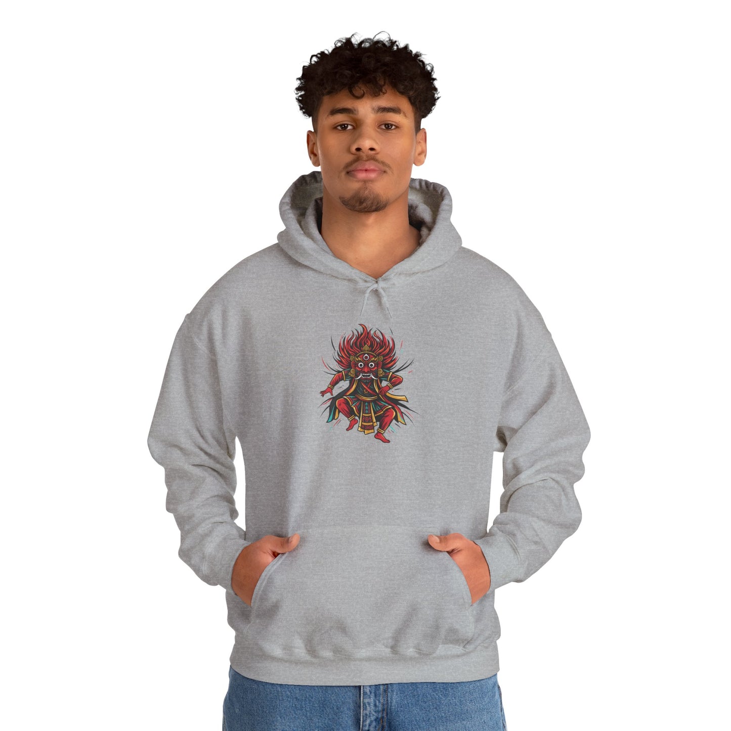 Demonic Oni Mask Hoodie — Japanese Demon Illustration Sweatshirt