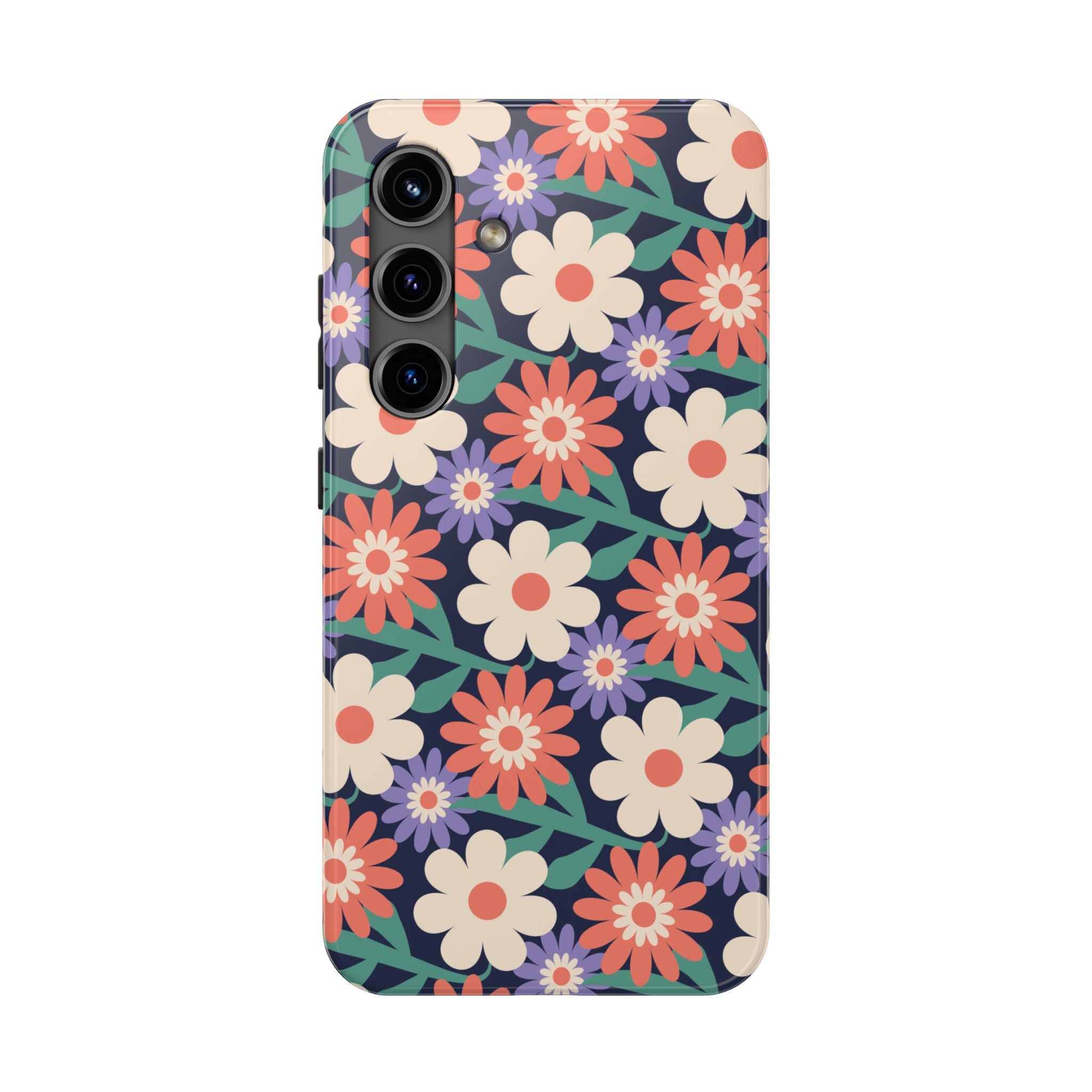 Floral Tough Phone Case — Retro Daisies Protective Phone Cover