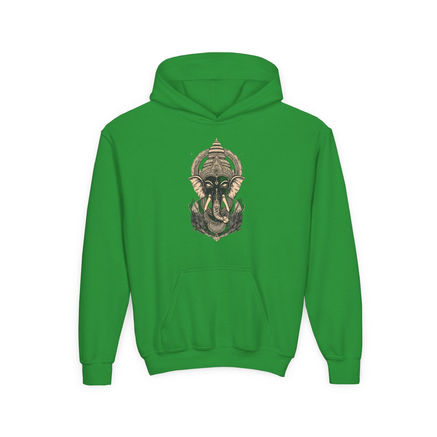 Youth Hoodie — Majestic Ganesha Elephant Art Graphic