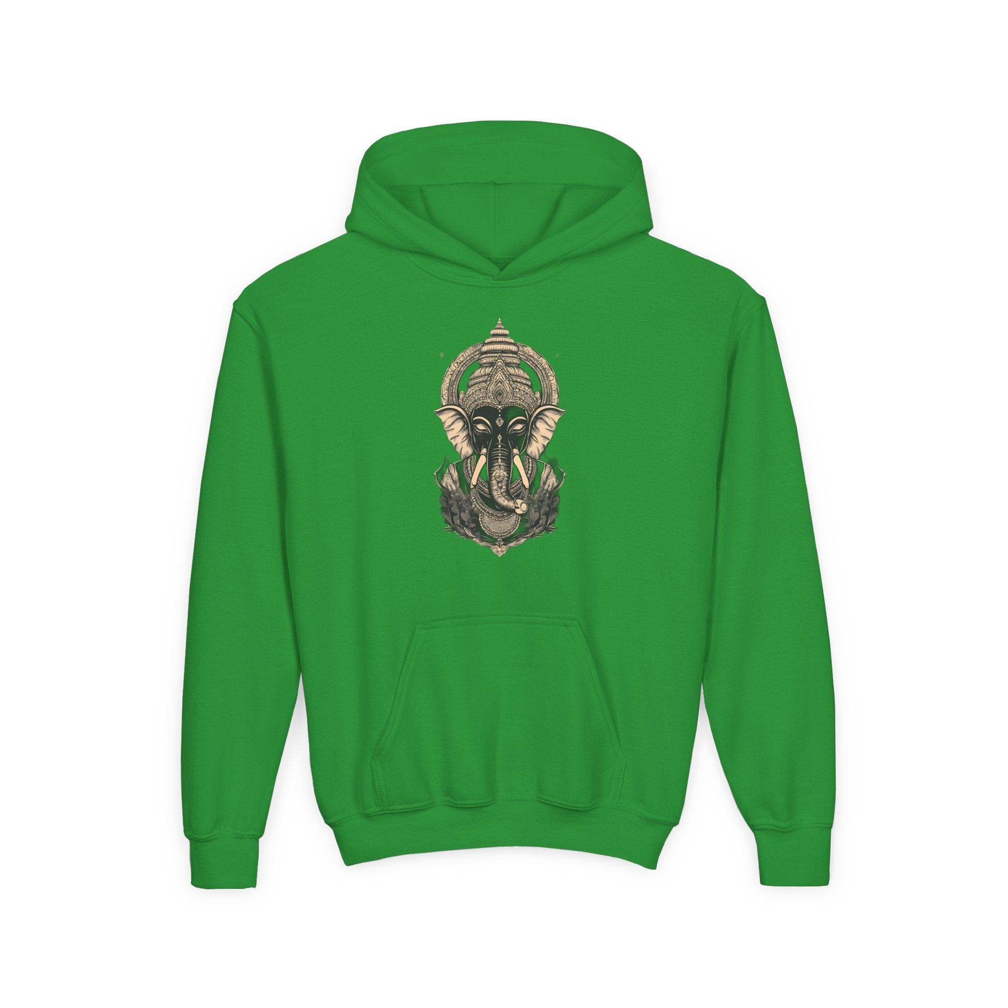 Youth Hoodie — Majestic Ganesha Elephant Art Graphic