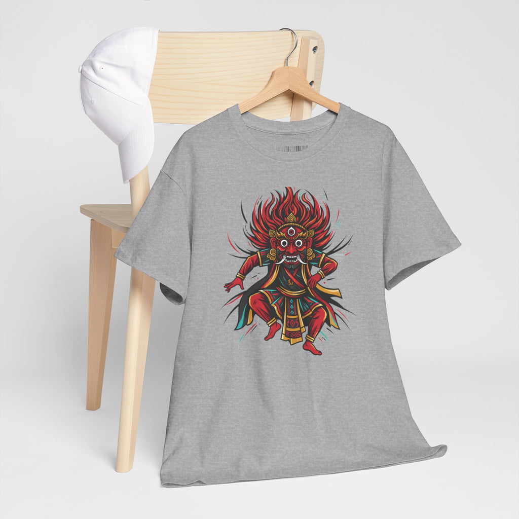 T-Shirt — Fierce Red Oni Demon Graphic Tee (Mythic Japanese Mask Design)