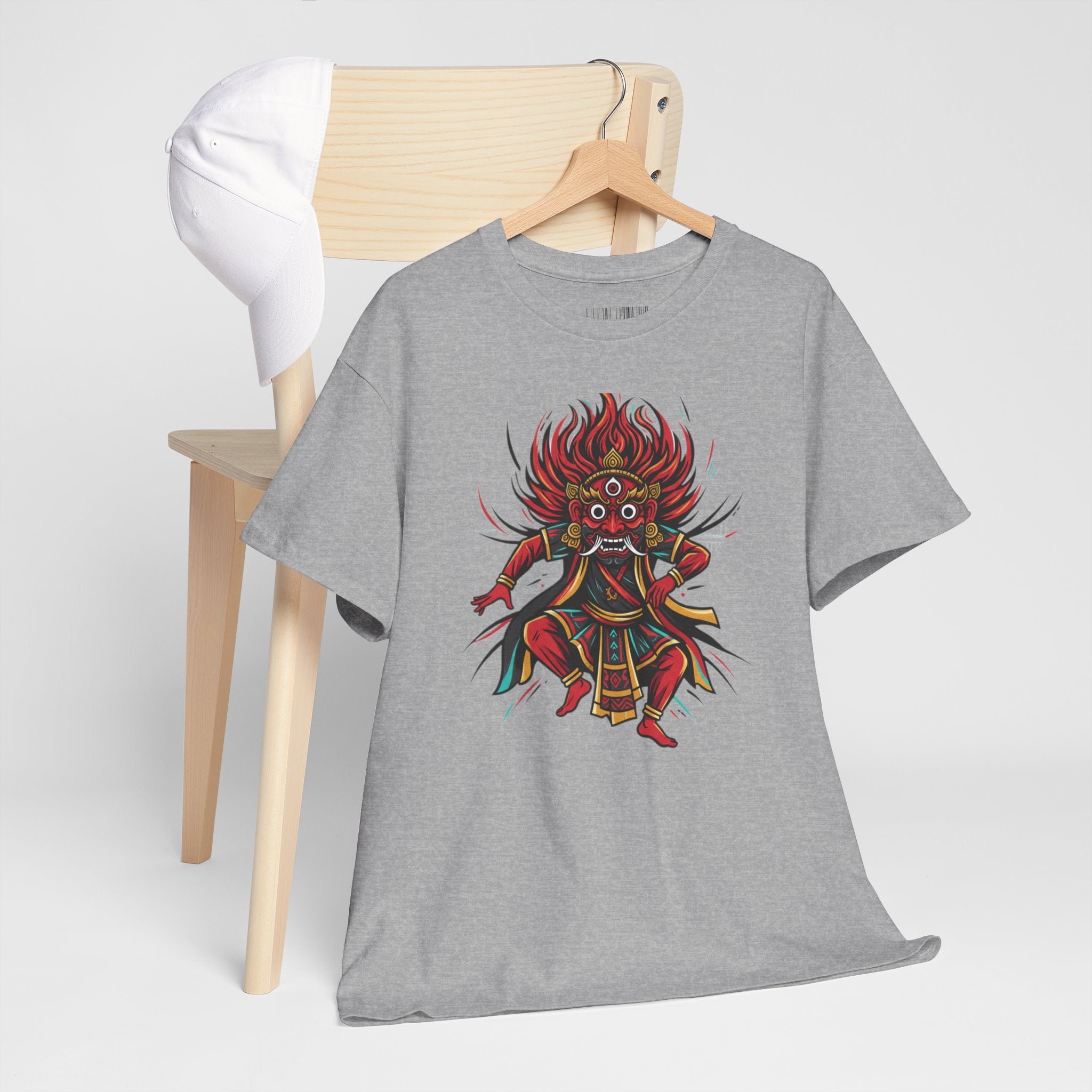 T-Shirt — Fierce Red Oni Demon Graphic Tee (Mythic Japanese Mask Design)