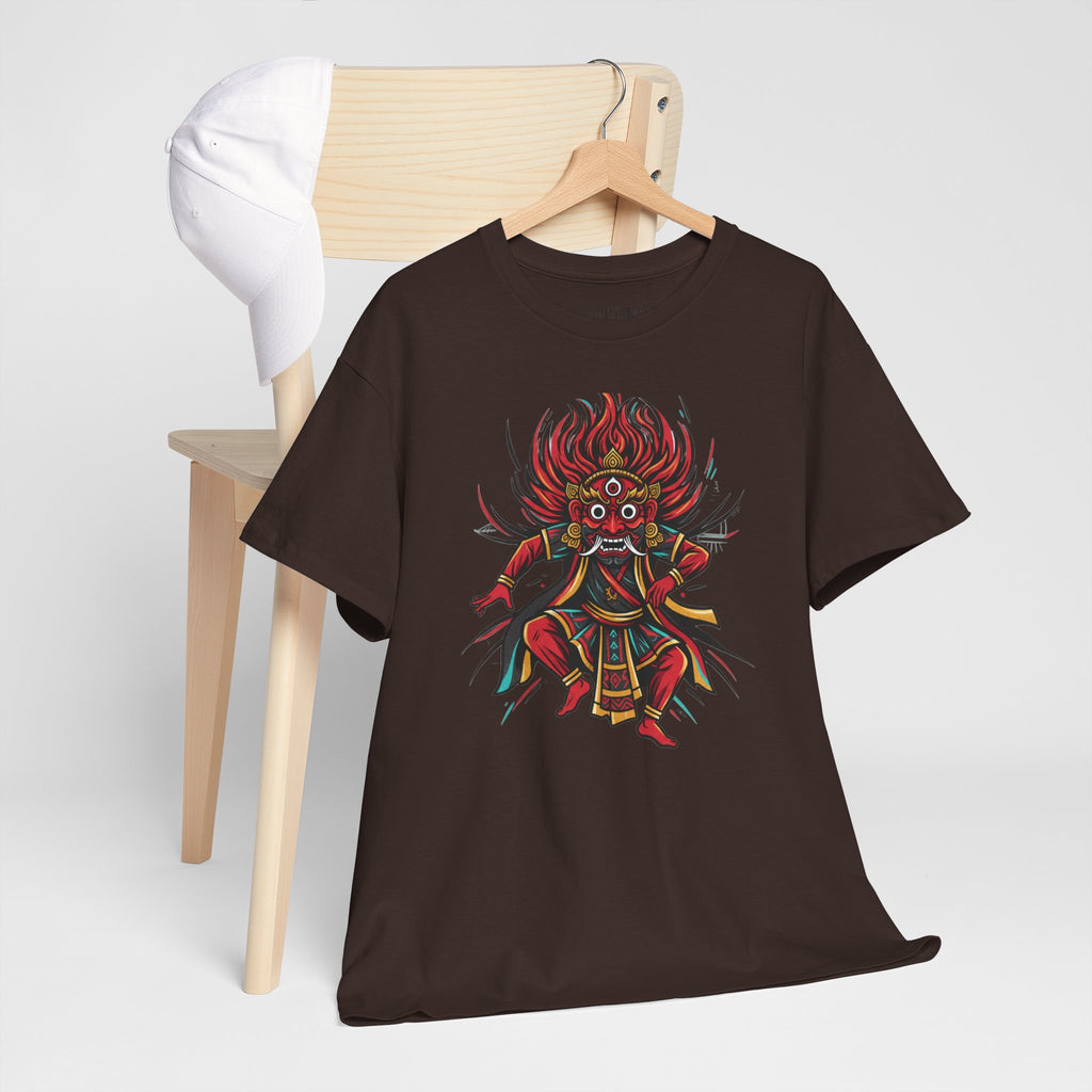 T-Shirt — Fierce Red Oni Demon Graphic Tee (Mythic Japanese Mask Design)