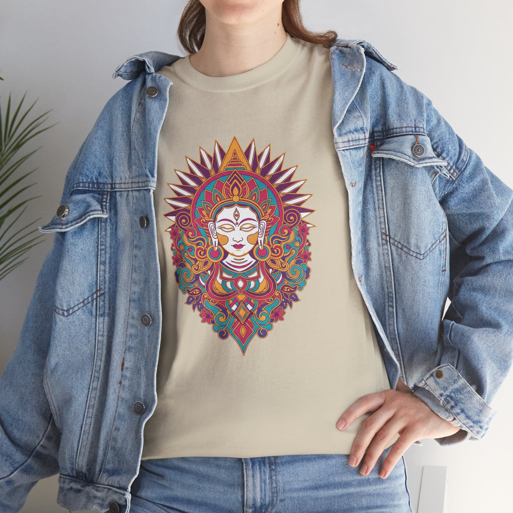 Spiritual Goddess Sun Mandala Tee — Colorful Boho Yoga T‑Shirt