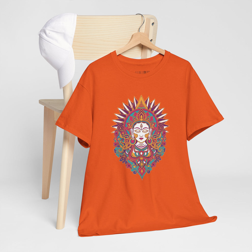 Spiritual Goddess Sun Mandala Tee — Colorful Boho Yoga T‑Shirt