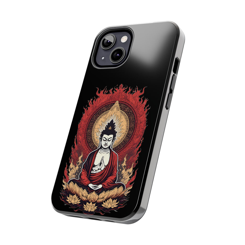 Buddha Meditation Tough Phone Case — Flame Halo Lotus Spiritual Protective Cover