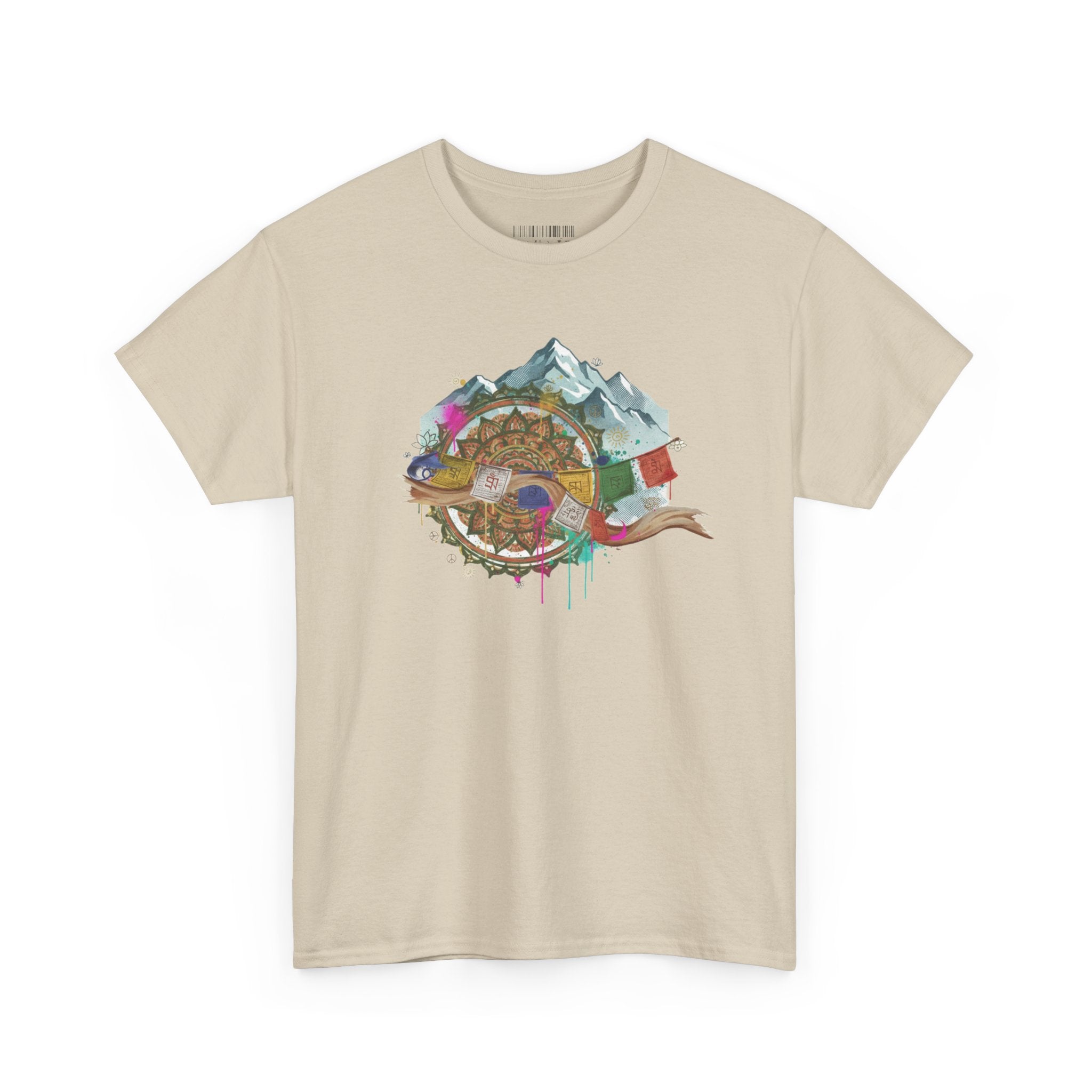 Adventure Compass Graphic Tee — Mountain, Globe & Flag Illustration