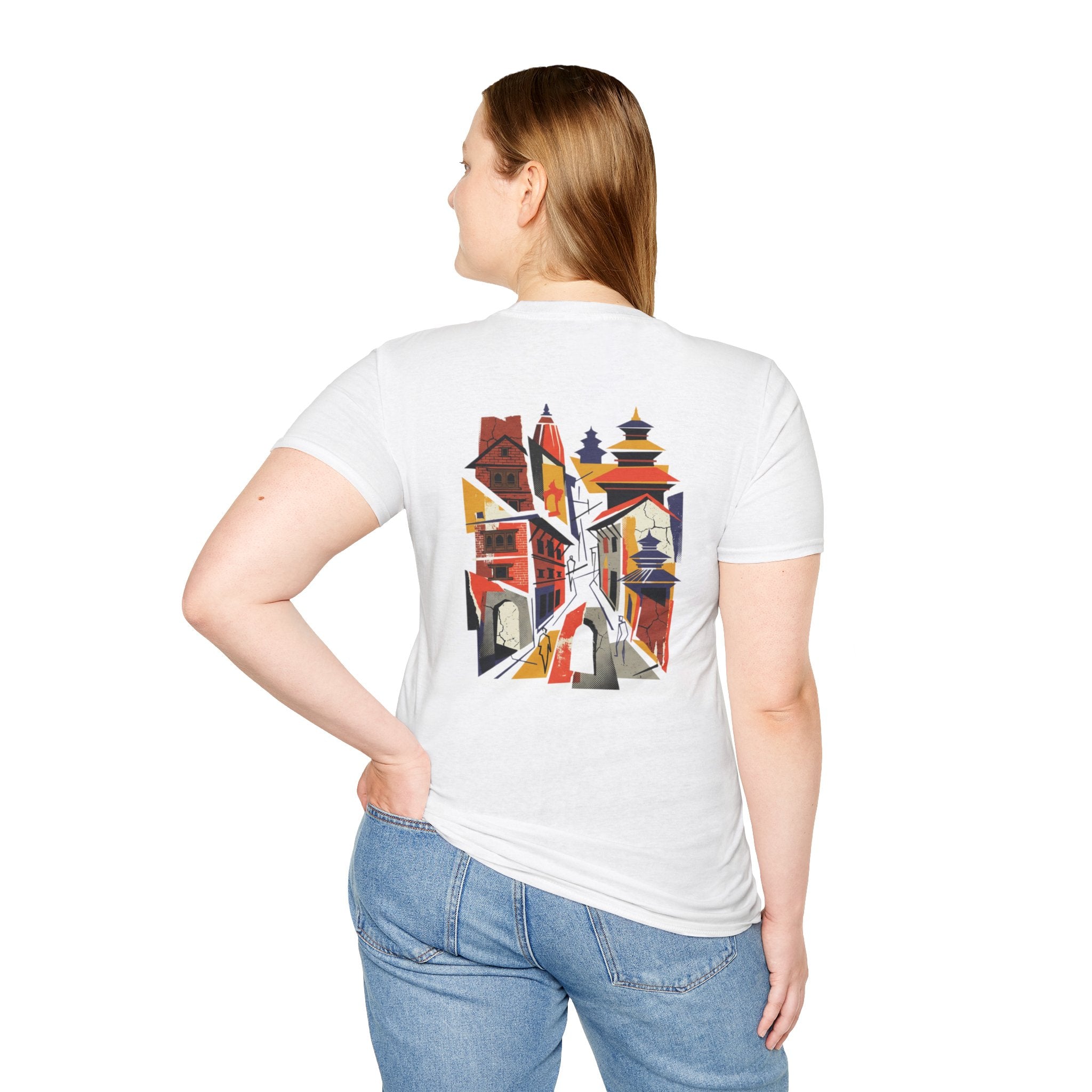 Nepal Street Scene T-Shirt — Colorful Kathmandu Illustration Tee