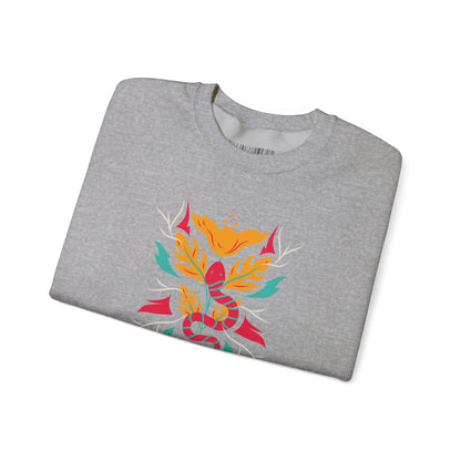 Sahajé Floral Snake Crewneck Sweatshirt — Colorful Botanical Serpent Graphic